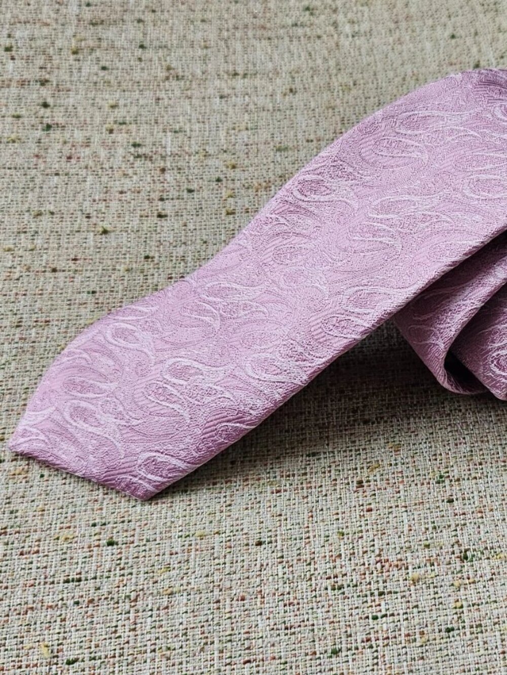 Goldman Men Tie Pink Self Paisley Design Slim Fit Necktie Skinny Neck Tie New